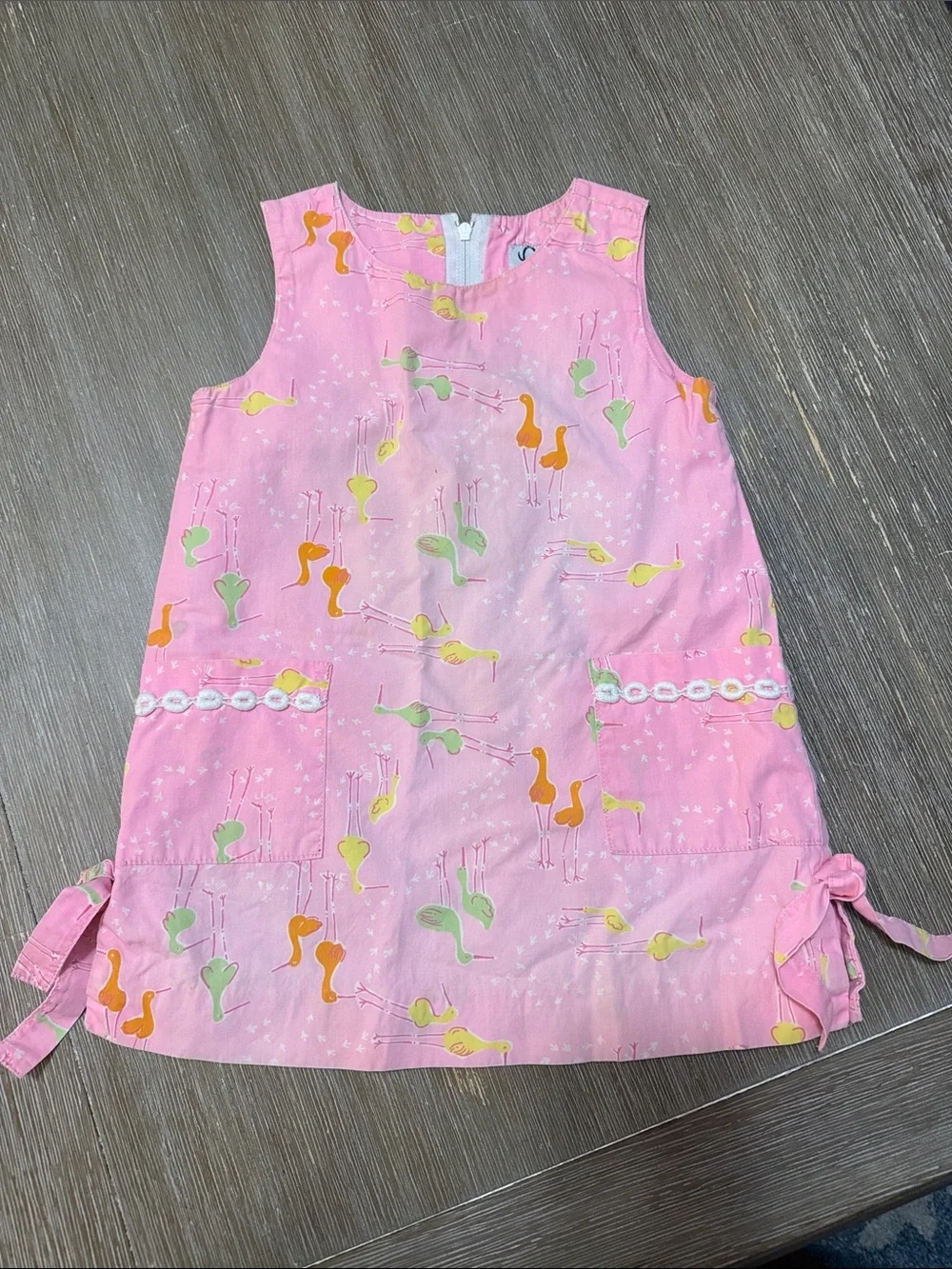 Lilly Pulitzer Pink Sleeveless Dress with Colorful Bird Motif